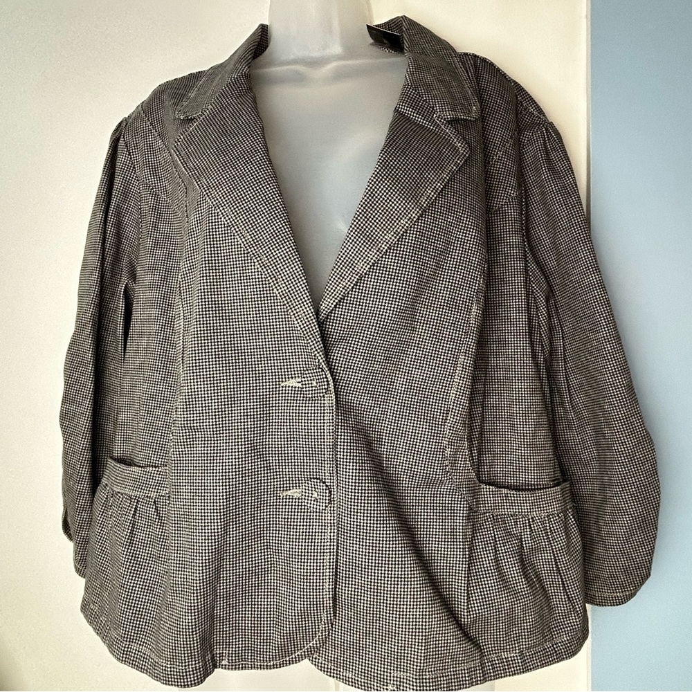 Lane Bryant Venezia Black/White‎ Plaid Blazer Jacket 22/24 NWT.